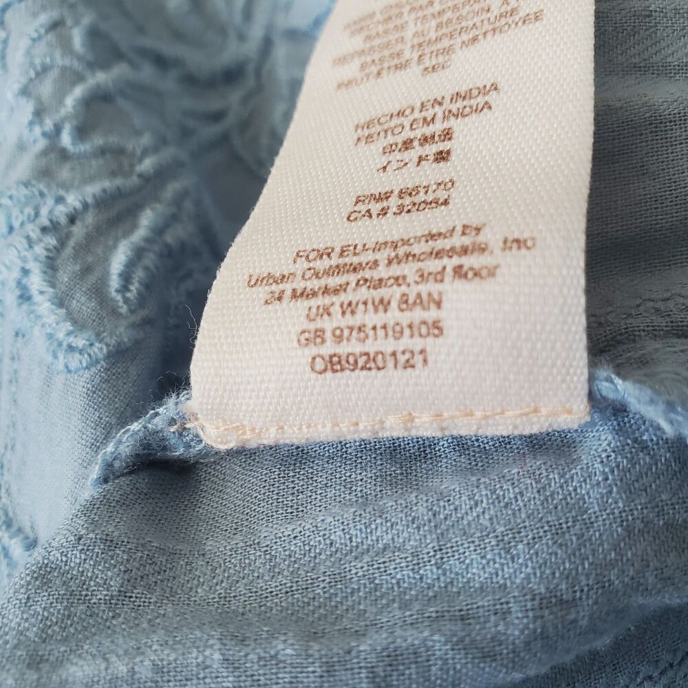 Free People Follow Your Heart Top Womens Size XS Dusty Blue Cropped Peasant - Picture 12 of 12